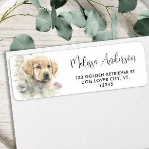Étiquette Golden Retriever Chien Chien Chien Chien Floral Ad