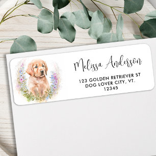 Étiquette Golden Retriever Chien Floral Chiot Adresse de ret