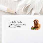 Étiquette Golden Retriever Christmas Bulles Retourner l'adre (En situation)