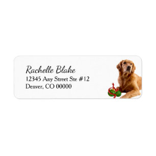 Étiquette Golden Retriever Christmas Bulles Retourner l'adre
