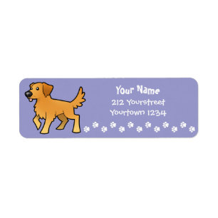 Étiquette Golden retriever de bande dessinée