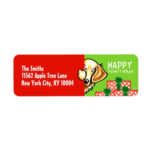 Étiquette Golden Retriever Peek-a-boo Noël (Devant)