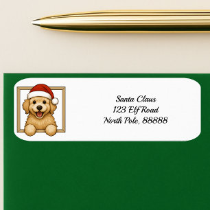 Étiquette Golden Retriever Puppy Christmas Return Adresse