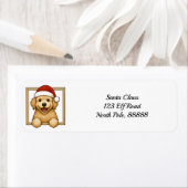Étiquette Golden Retriever Puppy Christmas Return Adresse (En situation)