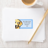 Étiquette Golden Retriever Studio Sky Blue (En situation)