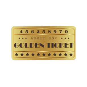 Étiquette Golden Ticket Admettre une étoile Anniversaire Fêt