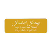 Étiquette Golden Yellow Stylisé Nom Mariage Adresse de retou (Devant)