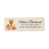 Étiquette Goldendoodle avec citrouilles d'automne (Devant)