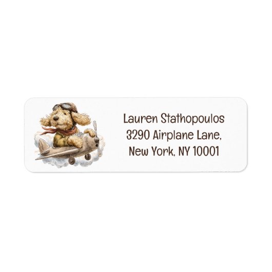 Étiquette Goldendoodle Chien Pilote Avion (Devant)