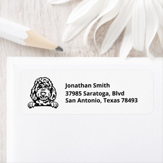 Étiquette GOLDENDOODLE | Image on Return Address (En situation)