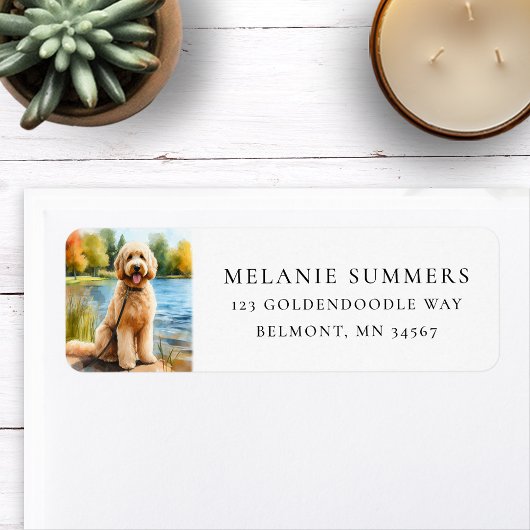Étiquette Goldendoodle Summer Lake Adresse de retour Label
