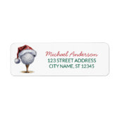 Étiquette Golf And Tee With Santa Hat Return Address (Devant)
