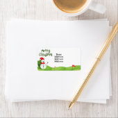 Étiquette Golf Snowman pour Golfer Joyeux Noël (En situation)