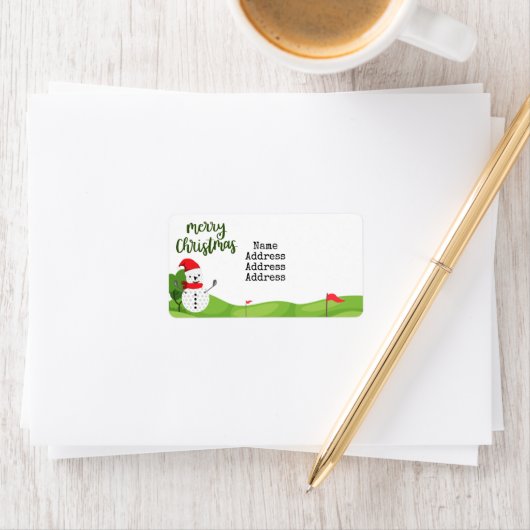 Étiquette Golf Snowman pour Golfer Joyeux Noël (En situation)