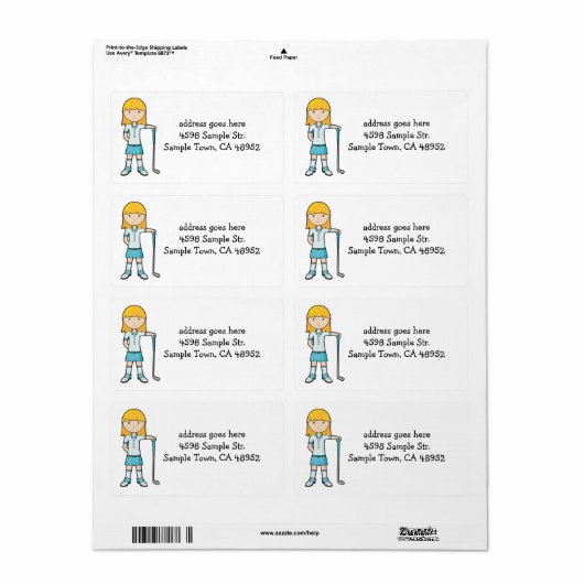 Étiquette GolfGirl (Feuille entière)