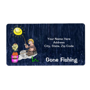 Étiquette Gone Fishing Fish Fisherman Labels