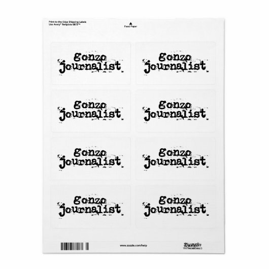 Étiquette Gonzo Journaliste (Feuille entière)