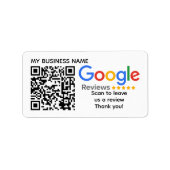 Étiquette GOOGLE REVIEWS QR code personnalisé (Devant)
