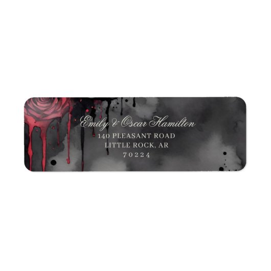 Étiquette Gothic Red & Black Rose Elegant Return Address (Devant)