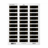 Étiquette Gothique Black & Gold Roses Moody Adresse de retou (Feuille entière)