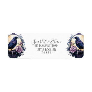 Étiquette Gothique Boho Floral Raven & Mariage Rose Retour