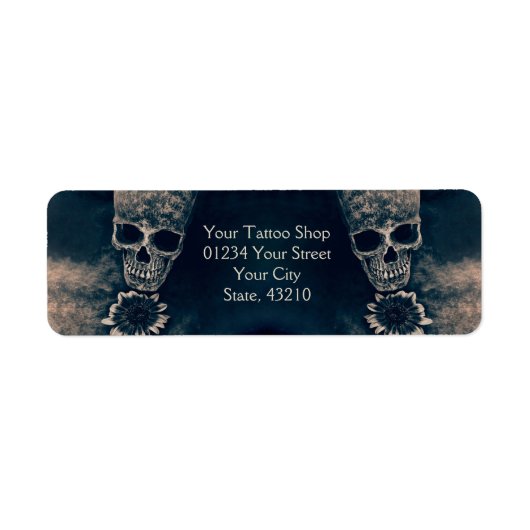 Étiquette Gothique Crâne Tournesol Vintage Style antique (Devant)