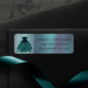 Étiquette Gothique Fairy Turquoise Gown Fleur vert foncé d