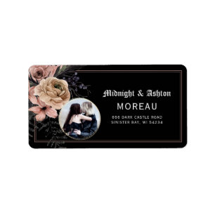 Étiquette Gothique Moody Floral Photo Return Adresse