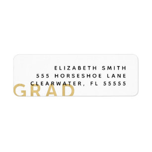 Étiquette Grad minimaliste moderne Gold Graduation Adresse