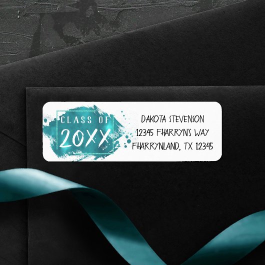 Étiquette Grad peint | Adresse de brosse turquoise