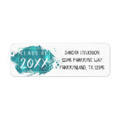 Étiquette Grad peint | Adresse de brosse turquoise (Devant)