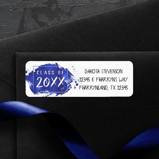 Étiquette Grad peint | Blue Paint Splatter Adresse de retour