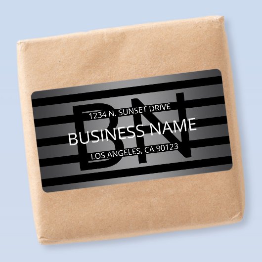 Étiquette Gradient gris moderne et bandes noires horizontale