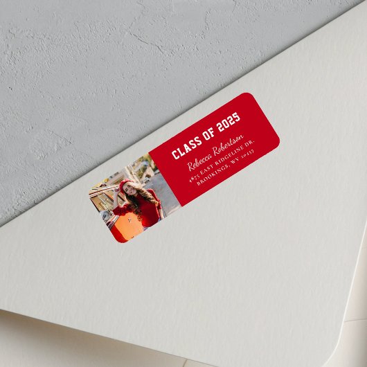 Étiquette Graduate 2025 Classe Script photo Adresse de retou