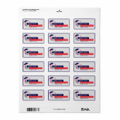 Étiquette Graduate Bleu Rouge Blanc Graduation (Feuille entière)