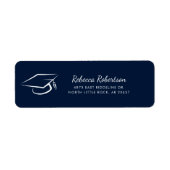 Étiquette Graduation 2025 Script Navy Blue Adresse de retour (Devant)