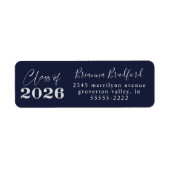 Étiquette Graduation 2026 Navy Blue Silver Glitter (Devant)