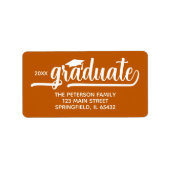 Étiquette Graduation Cap Burnt Orange Adresse de retour (Devant)