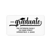 Étiquette Graduation Cap Chic Script Adresse de retour (Devant)