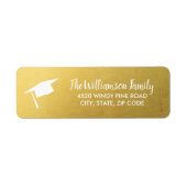 Étiquette Graduation Cap Elegant Chic Gold Adresse personnal (Devant)