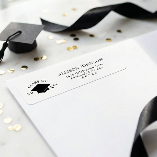 Étiquette Graduation Cap Return Address
