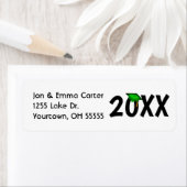 Étiquette Graduation casquette vert et goût or (En situation)