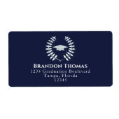 Étiquette Graduation Classic Marine Lauréat Adresse de retou (Devant)