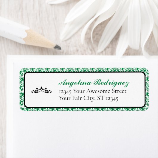 Étiquette Graduation du modèle vert Damask (En situation)