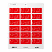 Étiquette Graduation Élégant Script Rouge Adresse de retour (Feuille entière)