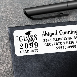 Étiquette Graduation Fancy Class Année Couleur personnalisée