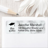 Étiquette Graduation Faux Marbre blanc Grad's Return Adresse (En situation)