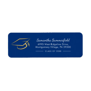 Étiquette Graduation Gold Grad Casquette Graduate Adresse de