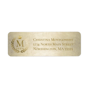 Étiquette Graduation Gold Laurel Wreath Return Adresse