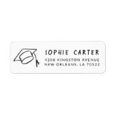 Étiquette Graduation Hand-Drawn Mortarboard Return Address (Devant)